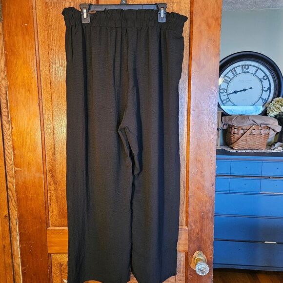 MAYFASEY Black High-Waisted Long Palazzo Wide-Leg Pants Size L | Flowing Fit New - Picture 3 of 9